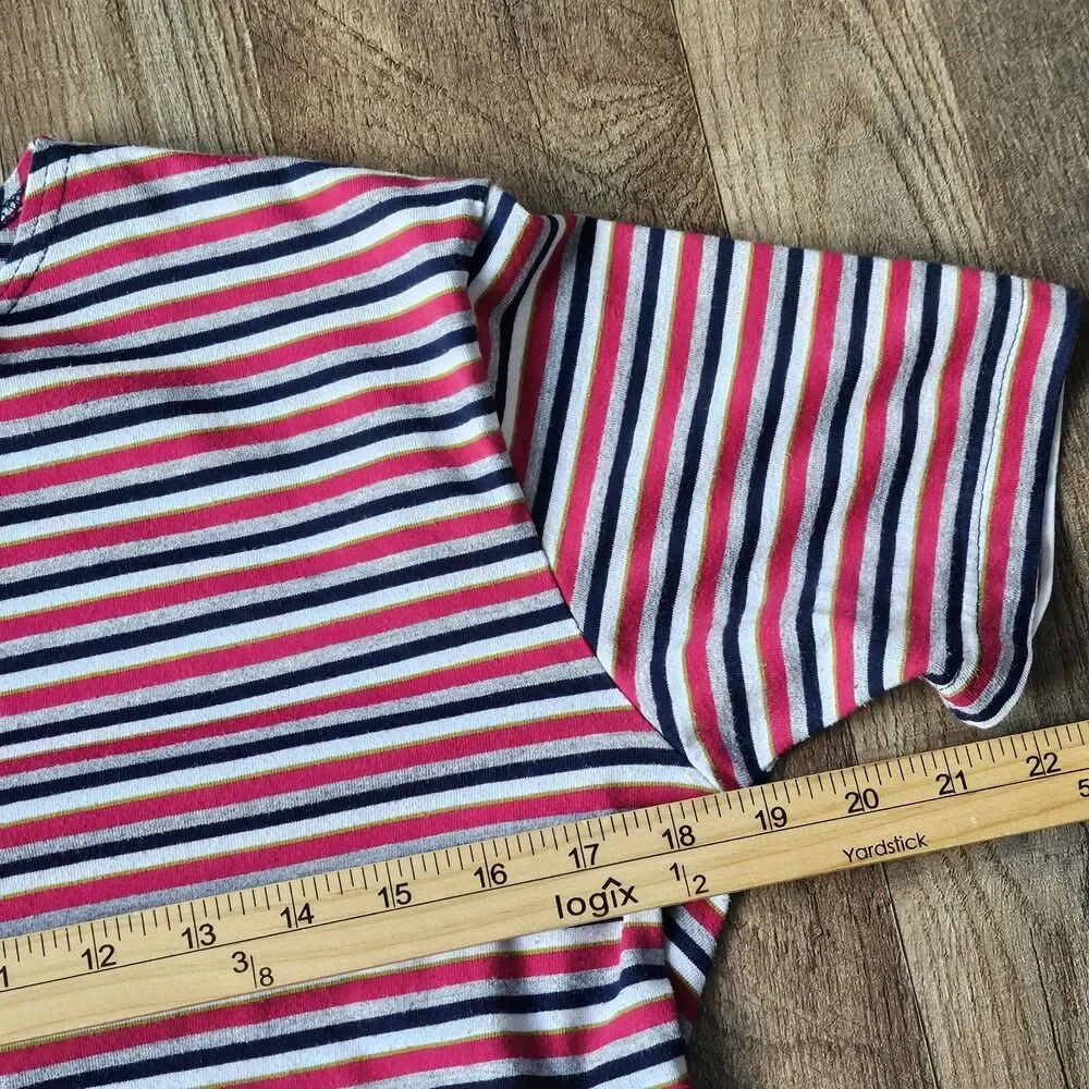 Vtg Basic Editions Women's Red Striped Short Sleeves Pullover T Shirt Size Small